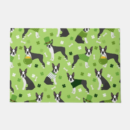 St. Patrick's Day Boston Terrier Fußmatte (Vorderseite)