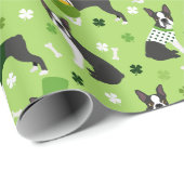 St. Patrick's Day Boston Terrier Geschenkpapier (Rolleneckpunkt)