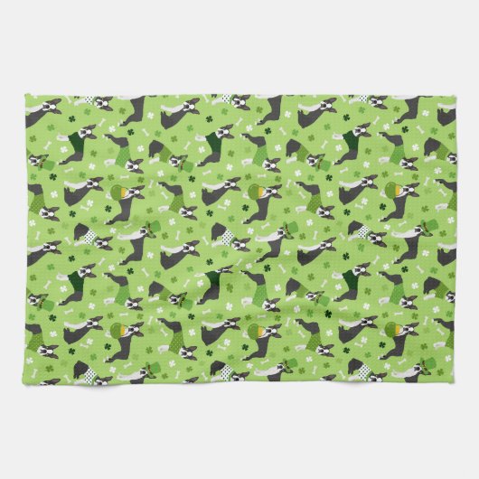 St. Patrick's Day Boston Terrier Geschirrtuch (Horizontal)