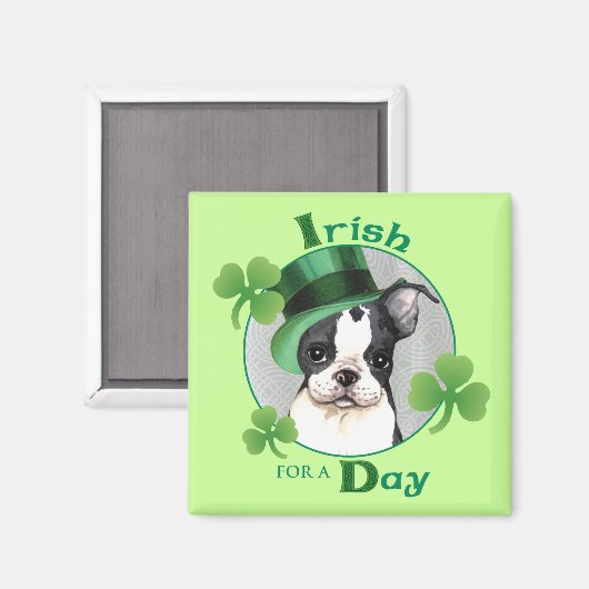St. Patrick's Day Boston Terrier Magnet (Vorderseite/Rückseite)