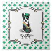 St. Patrick's Day Boston Terrier (schwarzer) Niedl Fliese (Vorderseite)