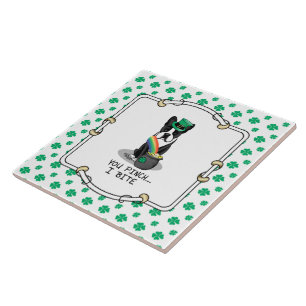 St. Patrick's Day Boston Terrier (schwarzer) Niedl Fliese