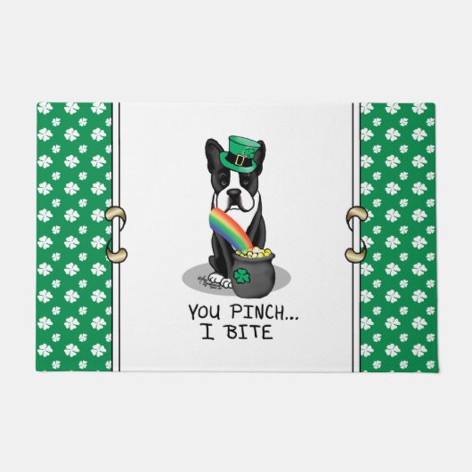 St. Patrick's Day Boston Terrier (schwarzer) Niedl Fußmatte (Vorderseite)