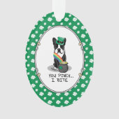 St. Patrick's Day Boston Terrier (schwarzer) Niedl Ornament (Vorderseite)