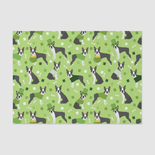 St. Patrick's Day Boston Terrier Seidenpapier (Vorderseite)