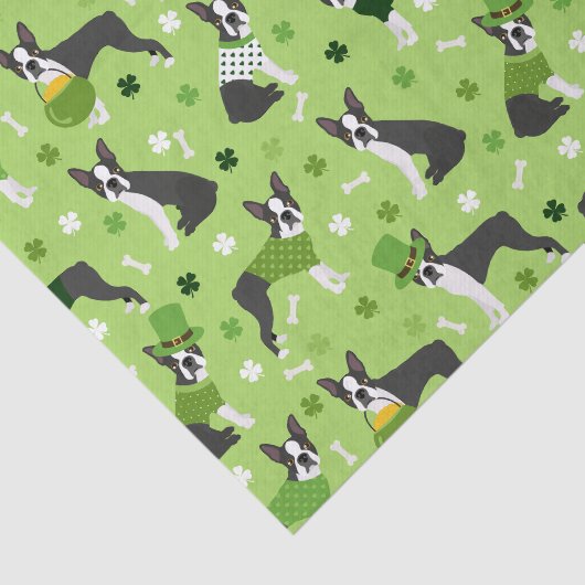 St. Patrick's Day Boston Terrier Seidenpapier (Ausschnitt)