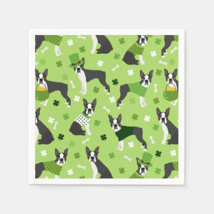 St. Patrick's Day Boston Terrier Serviette