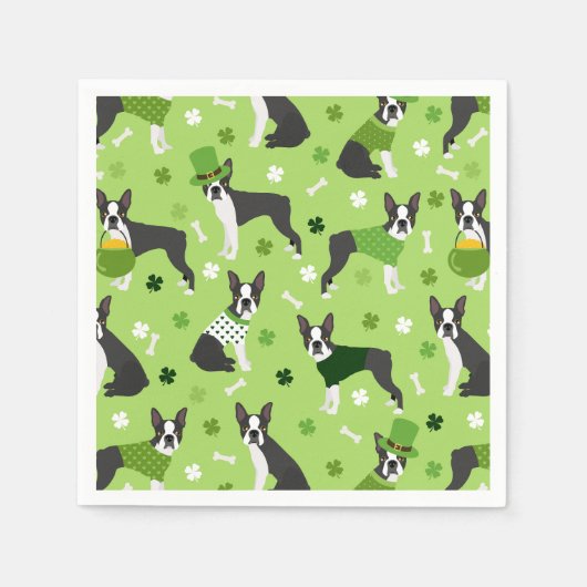 St. Patrick's Day Boston Terrier Serviette (Vorderseite)