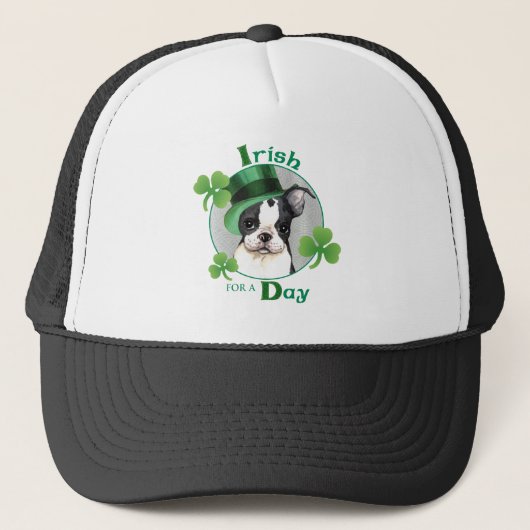 St. Patrick's Day Boston Terrier Truckerkappe (Vorderseite)