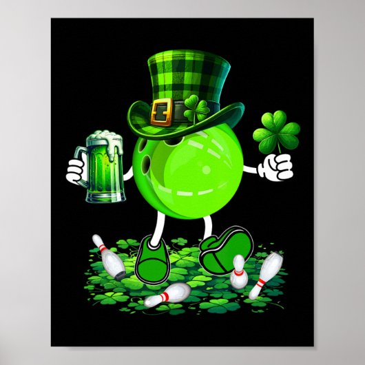St. Patrick's Day Bowling Drinking Beer Lover Play Poster (Vorne)
