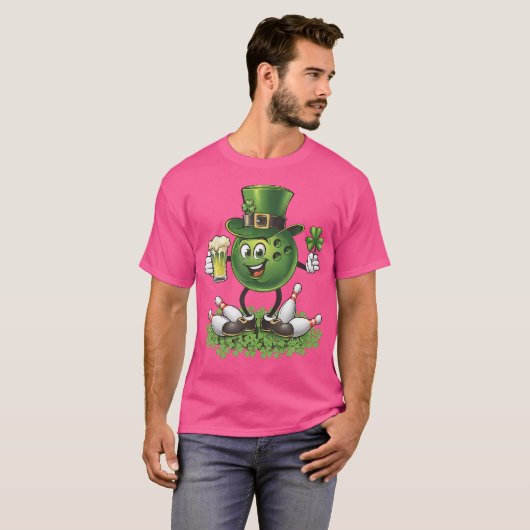 St Patrick's Day Bowling Drinking Beer Lover Playe T-Shirt (Vorne ganz)