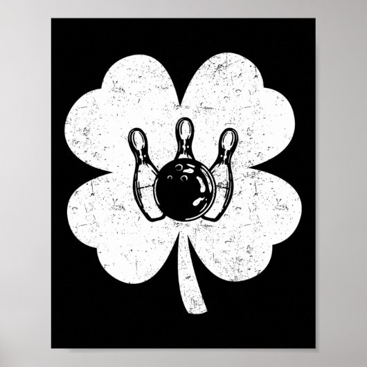 St Patrick's Day Bowling Irish Kleeblatt Bowling L Poster (Vorne)