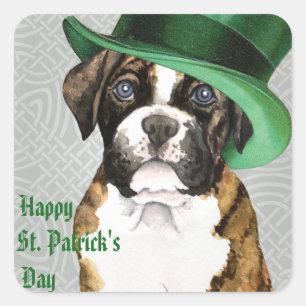 St. Patrick's Day Boxer Quadratischer Aufkleber