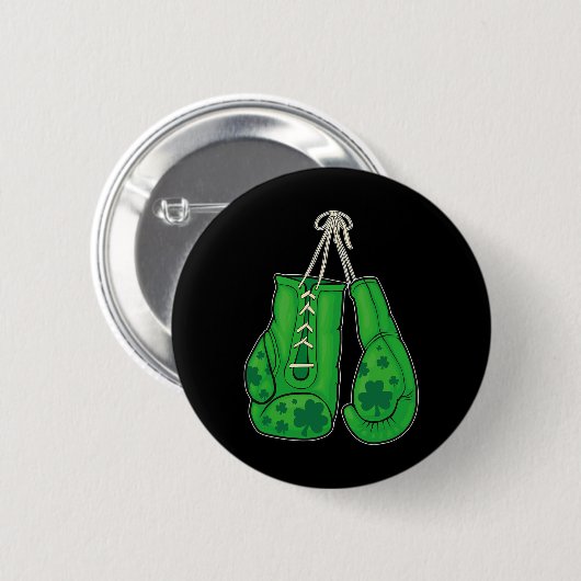 St Patricks Day Boxing Gloves Green Lucky Kleeblat Button (Vorne & Hinten)