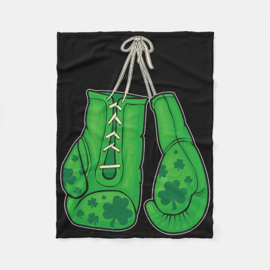 St Patricks Day Boxing Gloves Green Lucky Kleeblat Fleecedecke (Vorderseite)
