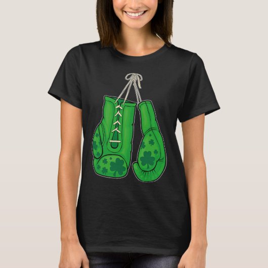 St Patricks Day Boxing Gloves Green Lucky Kleeblat T-Shirt (Vorderseite)