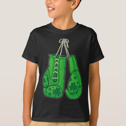 St Patricks Day Boxing Gloves Green Lucky Kleeblat T-Shirt (Vorderseite)