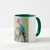 St. Patrick's Day Boy & Lucky Pig, Vintag Tasse (VorderseiteRechts)
