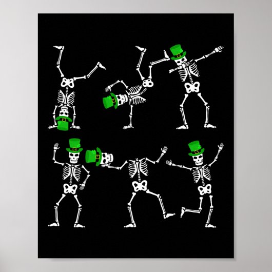 St Patrick's Day Boys Kinder tanzen Skeleton Hat L Poster (Vorne)