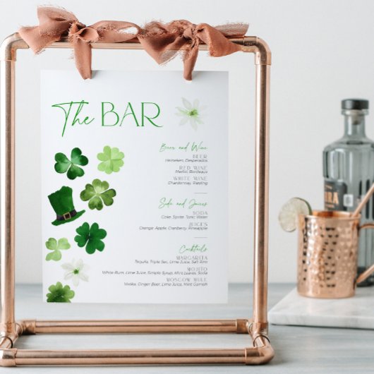 St. Patrick's Day Bridal Bar Menu Cocktail Drinks Sockelschild