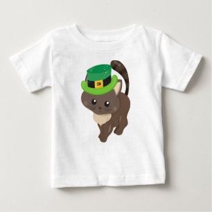St. Patrick's Day, Brown Cat, Leprechaun Hat Baby T-shirt