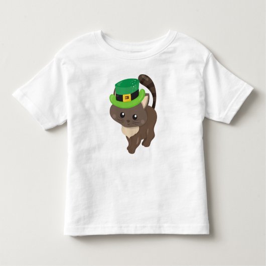 St. Patrick's Day, Brown Cat, Leprechaun Hat Kleinkind T-shirt (Vorderseite)