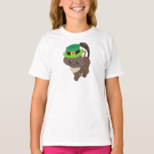 St. Patrick's Day, Brown Cat, Leprechaun Hat T-Shirt (Vorderseite)