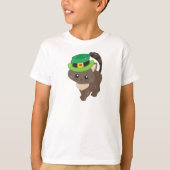 St. Patrick's Day, Brown Cat, Leprechaun Hat T-Shirt (Vorderseite)