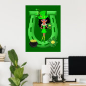 St Patrick's Day Brünett Girl Leprechaun Poster (Heimbüro)
