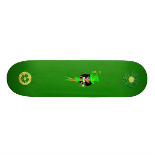 St. Patrick's Day Brünett Girl Leprechaun Skateboard