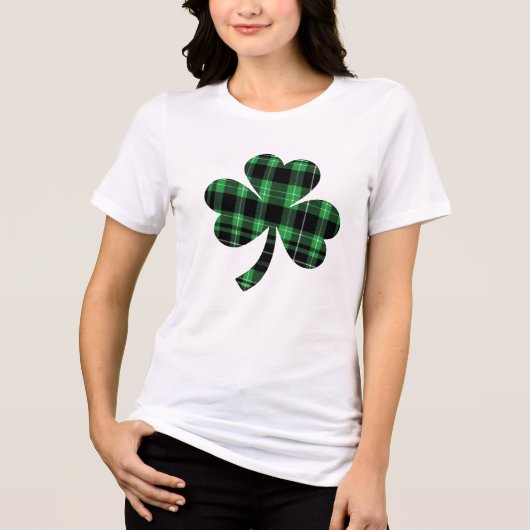 St. Patrick's Day - Buffalo Kariertes Kleeblatt Tri-Blend Shirt (Vorderseite)