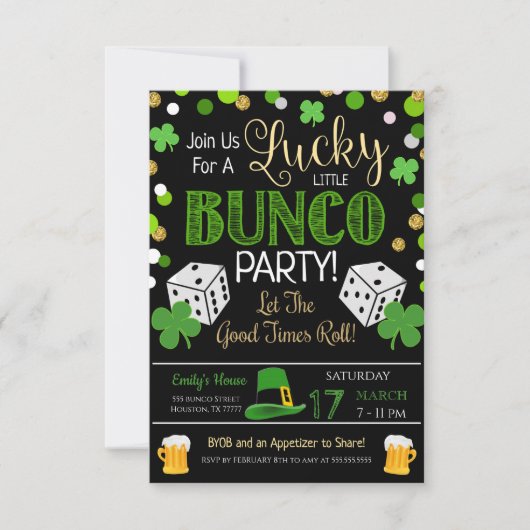 St. Patrick's Day Bunco Party Einladung (Vorderseite)