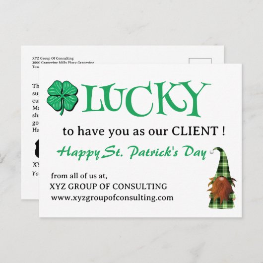 St.Patrick's Day Business Promotions Feiertagspostkarte (Vorne/Hinten)