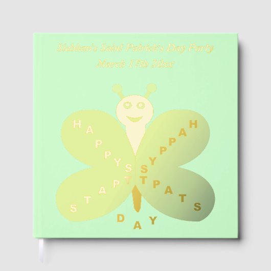 St. Patrick's Day Butterfly Custom Party Gästebuch (Vorderseite)