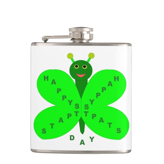 St. Patrick's Day Butterfly Flasche Flachmann (Vorderseite)