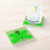 St. Patricks Day Butterfly Glass Untersetzer (Schrägansicht)