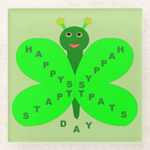 St. Patricks Day Butterfly Glass Untersetzer