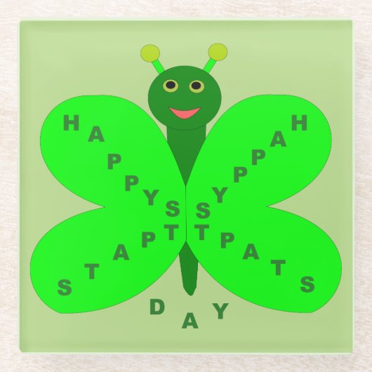 St. Patricks Day Butterfly Glass Untersetzer (Vorderseite)