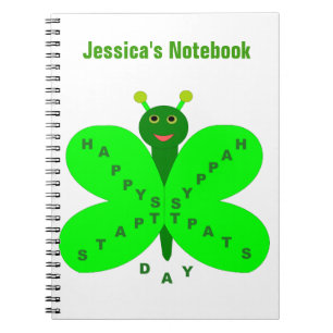 St. Patricks Day Butterfly individuell anpassbares Notizblock