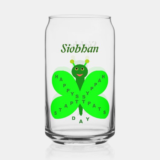 St. Patricks Day Butterfly Individuelle Name Dosenglas (Vorderseite)