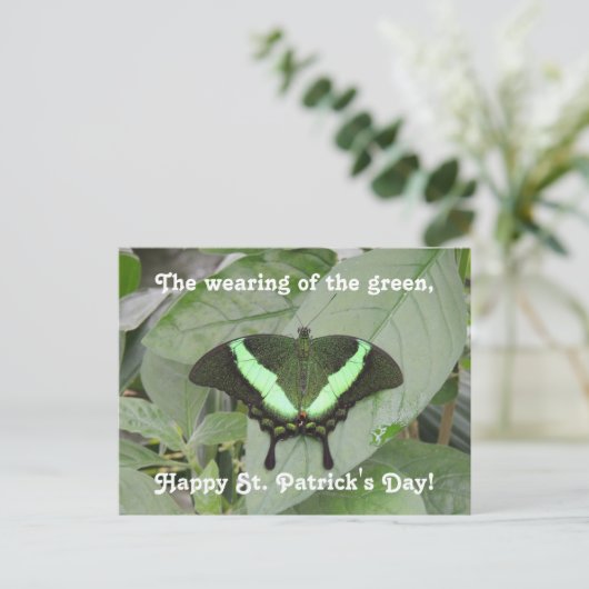 St. Patrick's Day Butterfly Postkarte (Stehend Vorderseite)