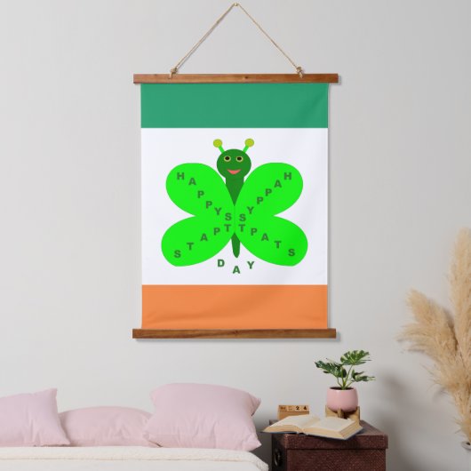 St. Patricks Day Butterfly Wandteppich Mit Holzrahmen (Schlafzimmer)