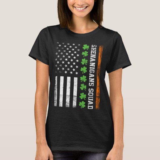 St Patrick's Day C Leaf Shenanigans Squad US-Flagg T-Shirt (Vorderseite)