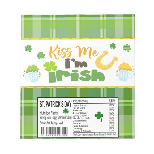 St Patricks Day Candy Bar Wrapper Gastgeschenke Notizblock (Vorderseite)