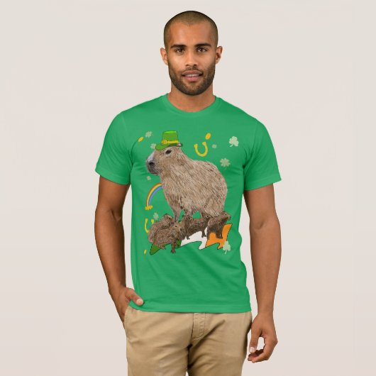 St Patricks Day Capybara Irish T-Shirt (Vorne ganz)