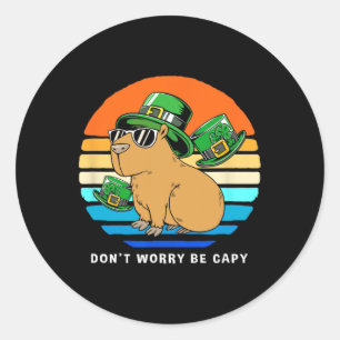 St. Patricks Day Capybyra Keine Sorge Sei Capy Runder Aufkleber