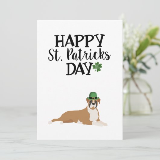 St Patrick's Day Card 5 x 7 Boxer Dog (Stehend Vorderseite)