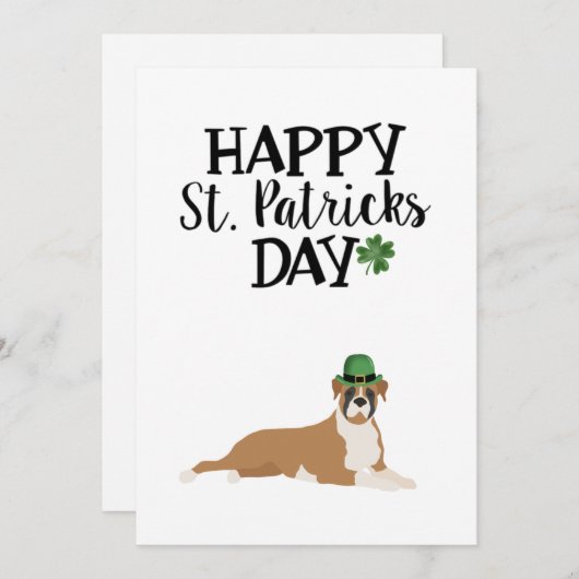 St Patrick's Day Card 5 x 7 Boxer Dog (Vorne/Hinten)