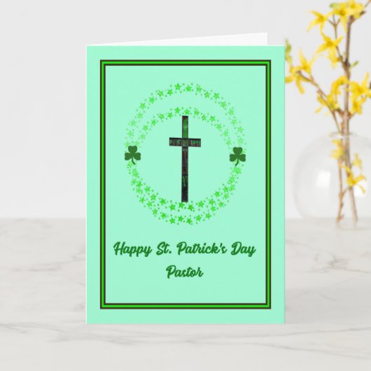 St. Patrick's Day Card für Pastor mit Kreuz Karte (Gelbe Blume)