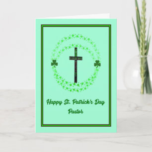 St. Patrick's Day Card für Pastor mit Kreuz Karte